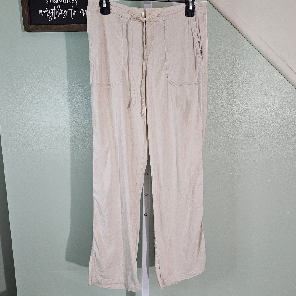Pendleton Essential Linen‎ Blend Pants Cream Size 4 Petite